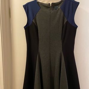 Color block fit and flare dress.